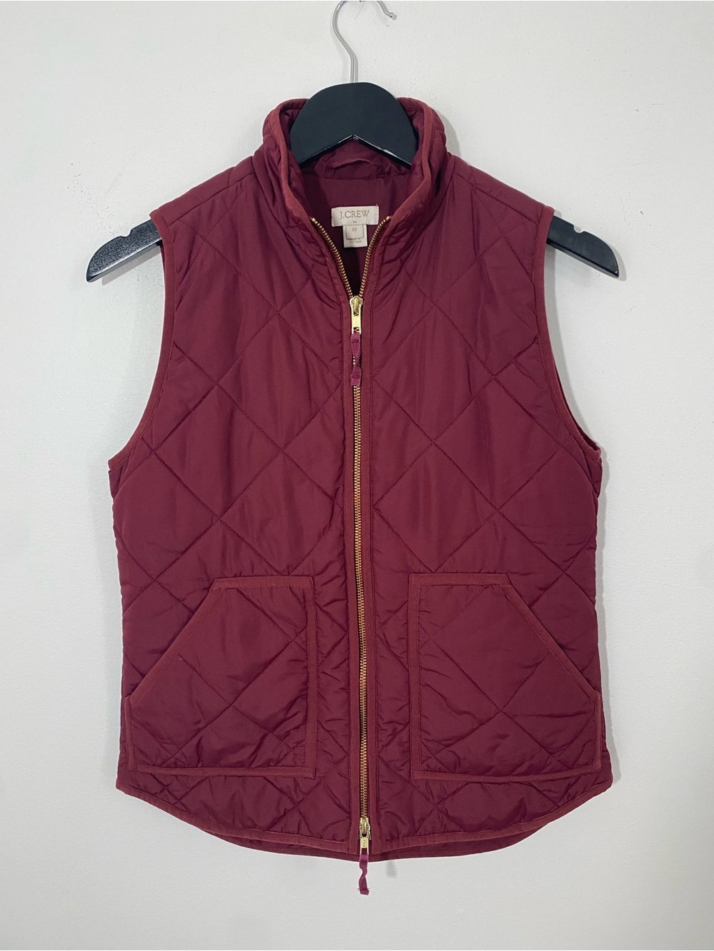 J. Crew Quilted Wine Sleeveless Vest xs